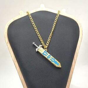 Stainless Gold Silver Legend of Zelda Master Sword BOTW Necklace Gamer Gift Set
